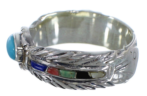 Multicolor Silver Feather Jewelry Ring Size 5-1/2 PX43801